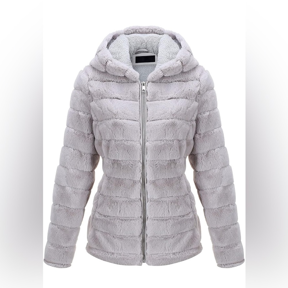 Giolshon Women Faux Fur Fleece Shearling Coat Fall & Winter Fashion Jacket Hood